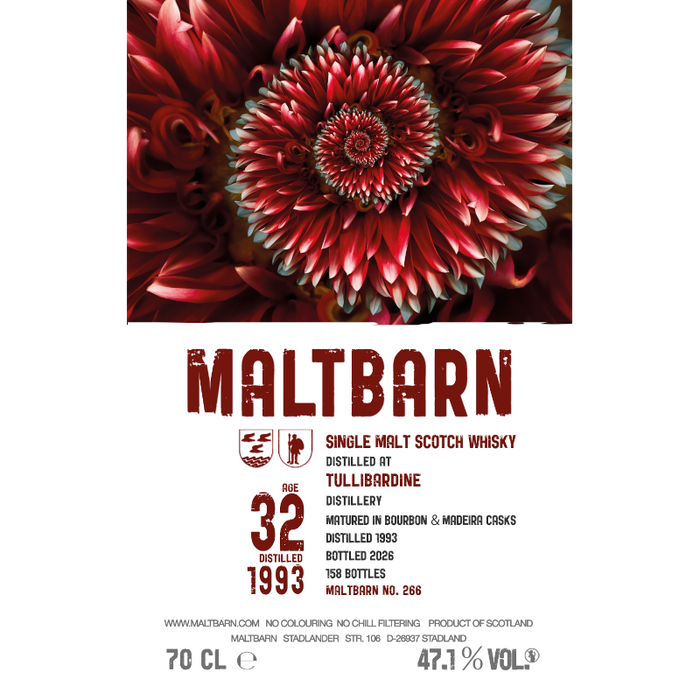 Maltbarn, Tullibardine 1993, 32YO Bourbon & Madeira casks 47.1% (Pre-order)