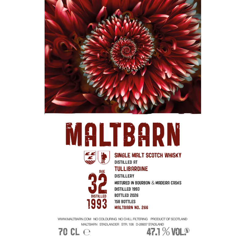Maltbarn, Tullibardine 1993, 32YO Bourbon & Madeira casks 47.1% (Pre-order)