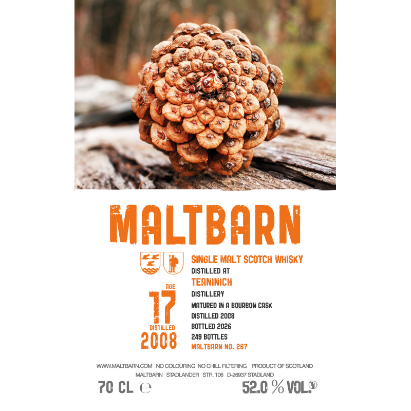 Maltbarn, Teaninich 2008, 17YO Bourbon cask 52% (Pre-order)