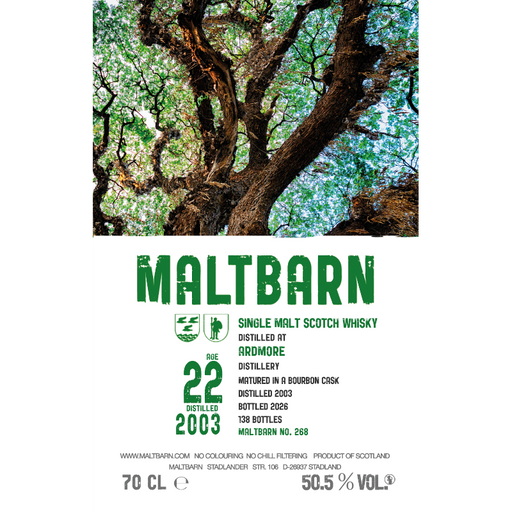 Maltbarn, Ardmore 2003, 22YO Bourbon cask 50.5% (Pre-order)