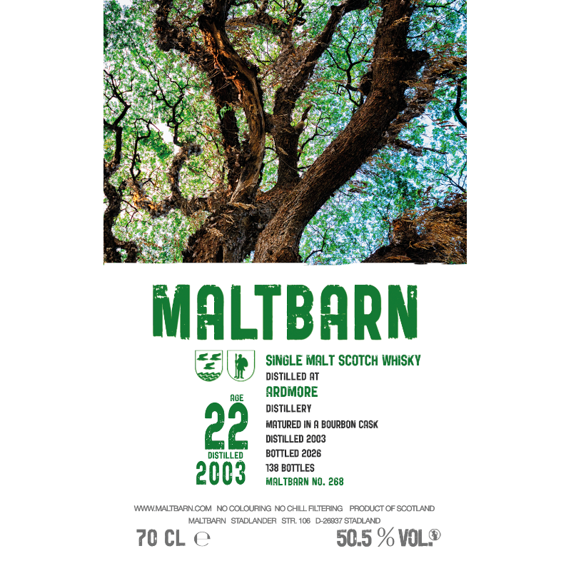 Maltbarn, Ardmore 2003, 22YO Bourbon cask 50.5% (Pre-order)