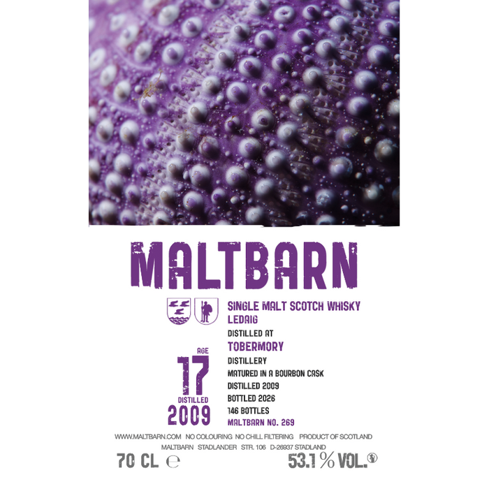 Maltbarn, Ledaig 2009, 17YO Bourbon cask 55.6% (Pre-order)