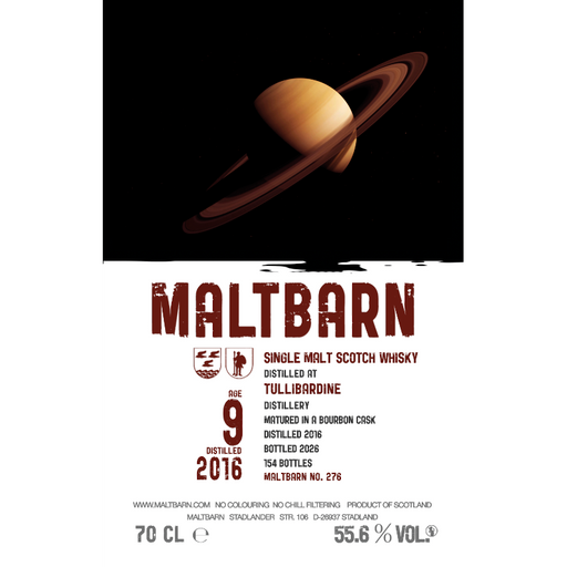 Maltbarn, Tullibardine 2016, 9YO Bourbon cask 55.6% (Pre-order)
